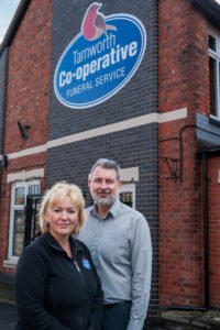 Amanda Woodward, head of Tamworth Co-op funeral manager with her deputy Glen Speak outside Upper Gungate offices